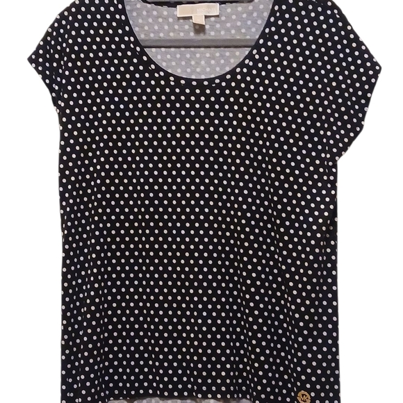 Michael Kors - Black Hi/Lo Blouse With White Poke dots, Flutter Sleeves,... - Picture 2 of 10